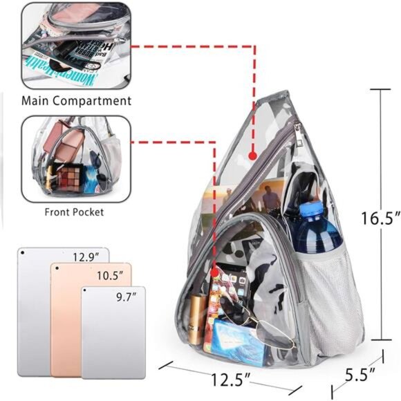 Clear Sling Bag, Clear Bag Stadium Approved, Transparent Shoulder - Picture 3 of 7